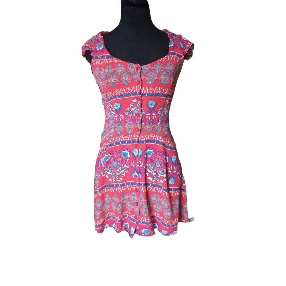 Glamorous Women's 8 Multicolor Abstract Pattern Boho Mini Dress